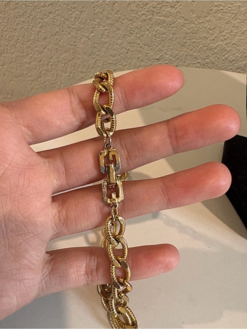 Givenchy Gold Chain Link Necklace with Hexagon Pendant - Picture 6 of 7